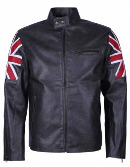 Men's UK USA Flag Leather Jacket Men's UK USA Flag Leather Jacket